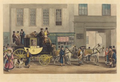 De Blenheim, Vertrekkend van het Star Hotel, Oxford door Frederick James Havell after George Havell