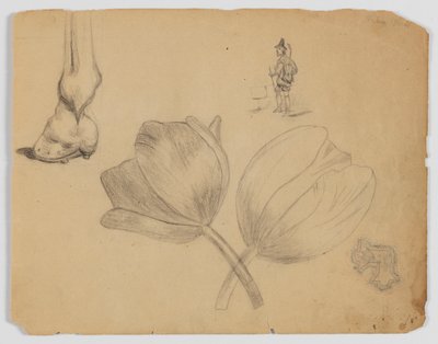 Schetsboekpagina door Frederick Krieg