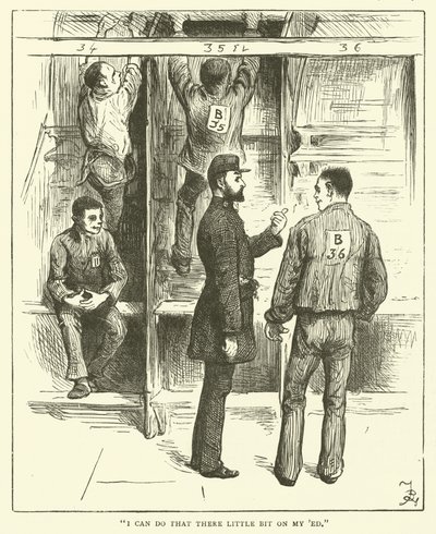 Gevangenen op een tredmolen door Frederick L. Bernard