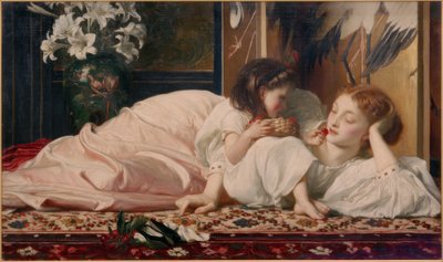 Moeder met kind (kersen) door Frederick Lord Leighton