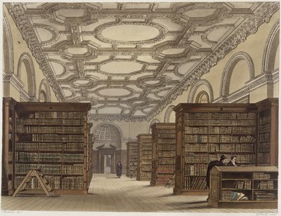 Interieur van de openbare bibliotheek, Cambridge, uit 