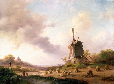 Oogsters in een uitgestrekt landschap, 1850 door Frederick Marianus Kruseman