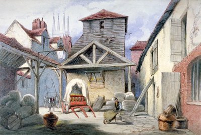 Binnenplaats van de Rose Inn, Farringdon Street, City of London door Frederick Napoleon Shepherd