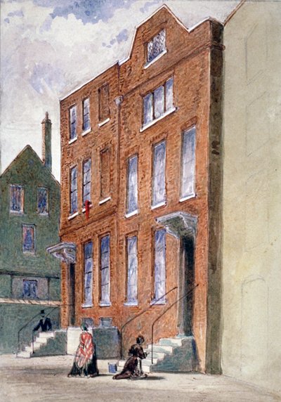 Uitzicht op het kantoor van de Vicaris-Generaal, Bell Yard, Knightrider Street, City of London door Frederick Napoleon Shepherd