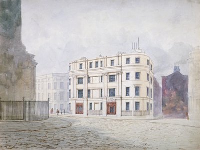 Uitzicht naar het zuiden aan het westelijke einde van King William Street, City of London door Frederick Napoleon Shepherd
