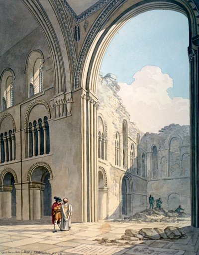 Koor van de Kerk van St. Bartholomew-the-Great tijdens reparaties, Smithfield, City of London, 1815 door Frederick Nash