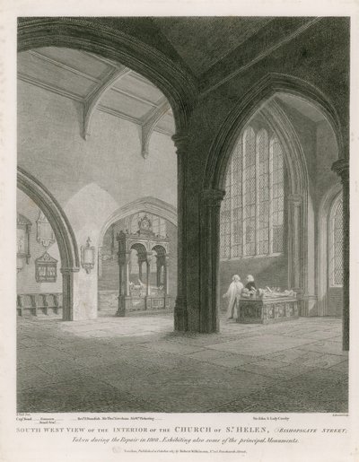 Kerk van St. Helen, Bishopsgate Street, Londen door Frederick Nash