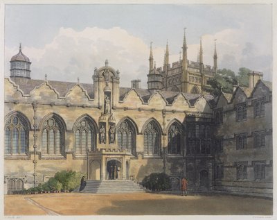Exterieur van Oriel College, illustratie uit de 