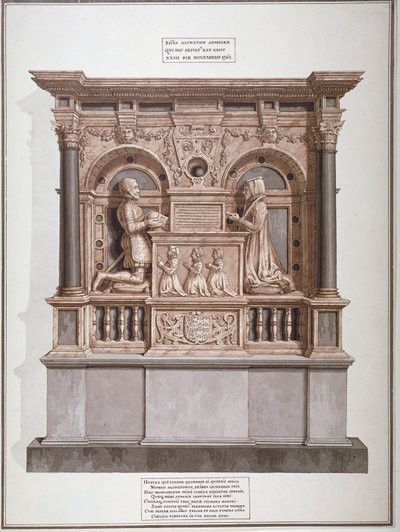 Monument voor Richard Allington in Rolls Chapel, Chancery Lane, City of London, 1800 door Frederick Nash