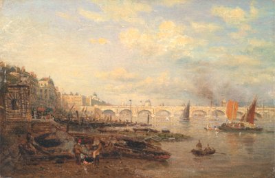 De Theems en Waterloo Bridge vanaf Somerset House door Frederick Nash