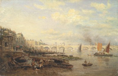De Theems en Waterloo Bridge vanaf Somerset House, ca. 1820-30 door Frederick Nash