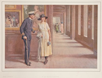 Marineofficier en dame in de Staatsappartementen door Frederick Pegram