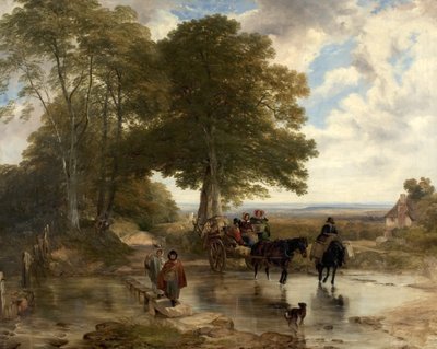 Marktwagen bij een Beek, 1845 door Frederick Richard Lee