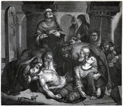 De begrafenis van Harold in Waltham Abbey, 1847 door Frederick Richard Pickersgill