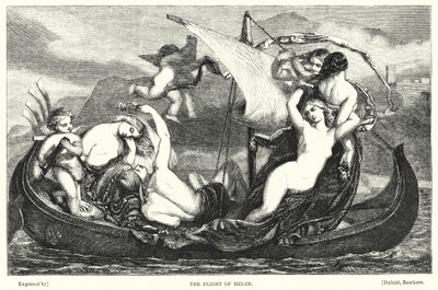 De vlucht van Helena (gravure) door Frederick Richard Pickersgill