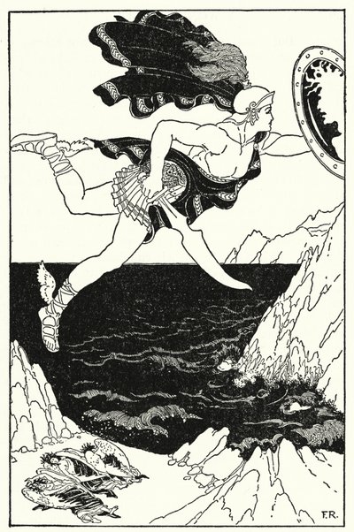 Perseus vloog voorzichtig naar beneden, zijn ogen op Medusa