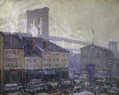 East River, New York, Winter door Frederick Usher de Voll