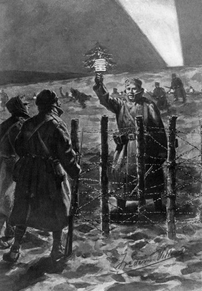 Een kerstincident in de loopgraven in het westen, december 1914, 1920 door Frederick Villiers