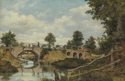 Een Oude Brug bij Hendon, Middlesex, ca. 1828 door Frederick W Watts