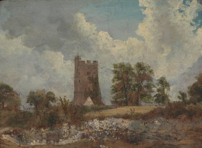Landschap met een kerk door Frederick W. Watts