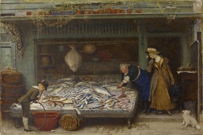 Een viswinkel, 1873 door Frederick Walker