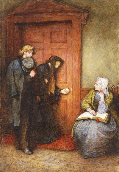 Bij de deur van de zieke man door Frederick Walker
