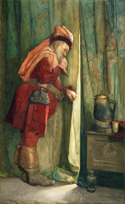 Falstaff "Ik zal me achter het wandtapijt verbergen" door Frederick William Davis