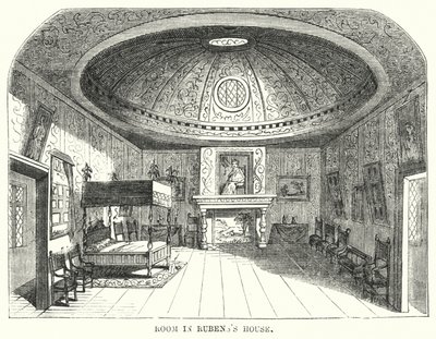 Kamer in het huis van Rubens (gravure) door Frederick William Fairholt