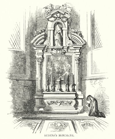 Monument van Rubens (gravure) door Frederick William Fairholt