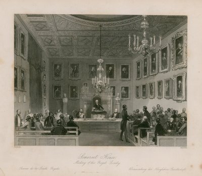 Somerset House, bijeenkomst van de Royal Society door Frederick William Fairholt