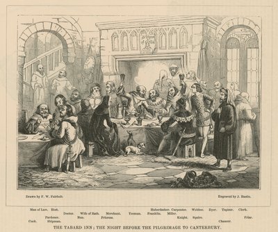 De Tabard Inn, de nacht voor de pelgrimstocht naar Canterbury door Frederick William Fairholt