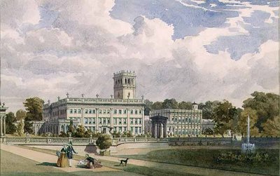 Een Uitzicht op het Huis en de Tuinen bij Trentham, Staffs door Frederick William Hulme