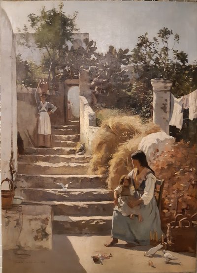 Een scène in Capri door Frederick William Jackson