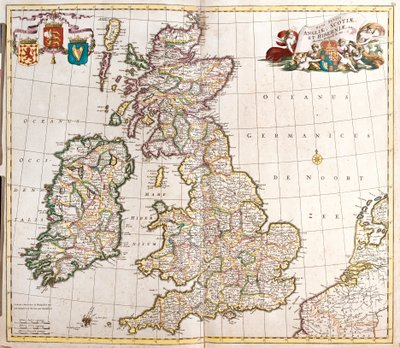 Kaart van Engeland, Schotland en Ierland (Groot-Brittannië) door Frederick de Wit