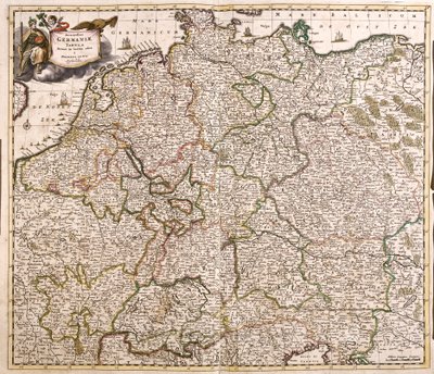 Kaart van Duitsland (ets) door Frederick de Wit