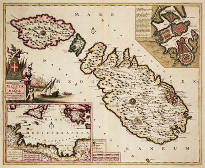 Kaart van Malta, Gozo en Comino door Frederick de Wit