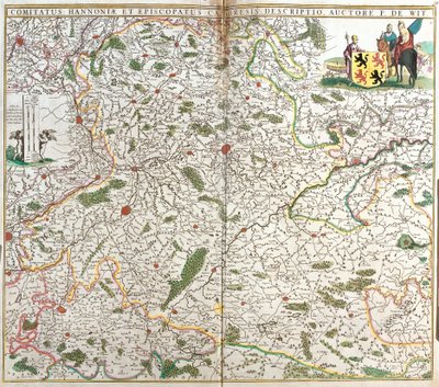 Kaart van het Graafschap Henegouwen (België) en het Bisdom Kamerijk (Frankrijk) door Frederick de Wit