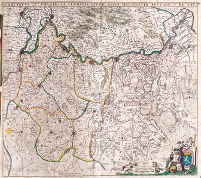 Kaart van het Graafschap Zutphen, Duitsland door Frederick de Wit