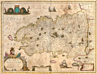 Kaart van het hertogdom Bretagne (Frankrijk) door Frederick de Wit