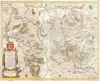Kaart van het Hertogdom Brunswijk, Duitsland door Frederick de Wit