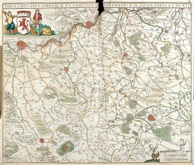 Kaart van het Hertogdom Limburg (België) (ets) door Frederick de Wit