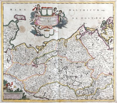 Kaart van het Hertogdom Mecklenburg Schwerin (Duitsland) door Frederick de Wit