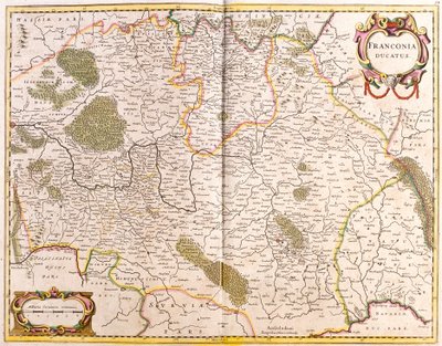 Kaart van het Hertogdom Franken (Duitsland) door Frederick de Wit