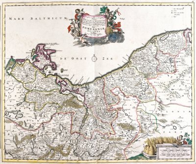 Kaart van het Hertogdom Pommeren (Polen) door Frederick de Wit