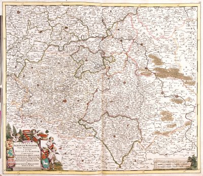 Kaart van het Hertogdom Saksen, Duitsland door Frederick de Wit