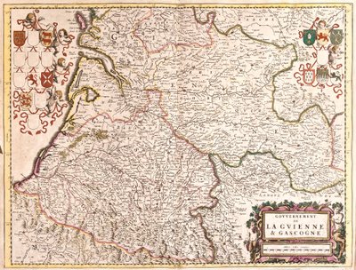 Kaart van de Regering van Guyenne en Gascogne (Frankrijk) door Frederick de Wit