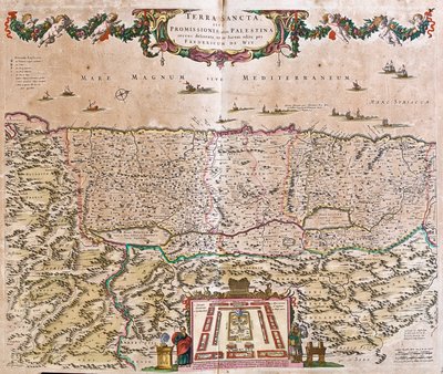 Kaart van het Heilige Land (Israël, Palestina) door Frederick de Wit