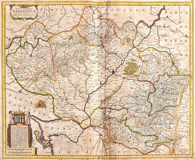 Kaart van het Koninkrijk Aragon (Spanje) (ets) door Frederick de Wit
