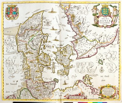 Kaart van het Koninkrijk Denemarken door Frederick de Wit