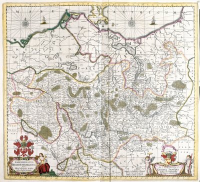 Kaart van het Markgraafschap Brandenburg (Duitsland) door Frederick de Wit
